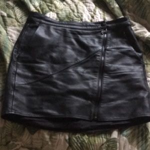 Genuine leather mini skirt